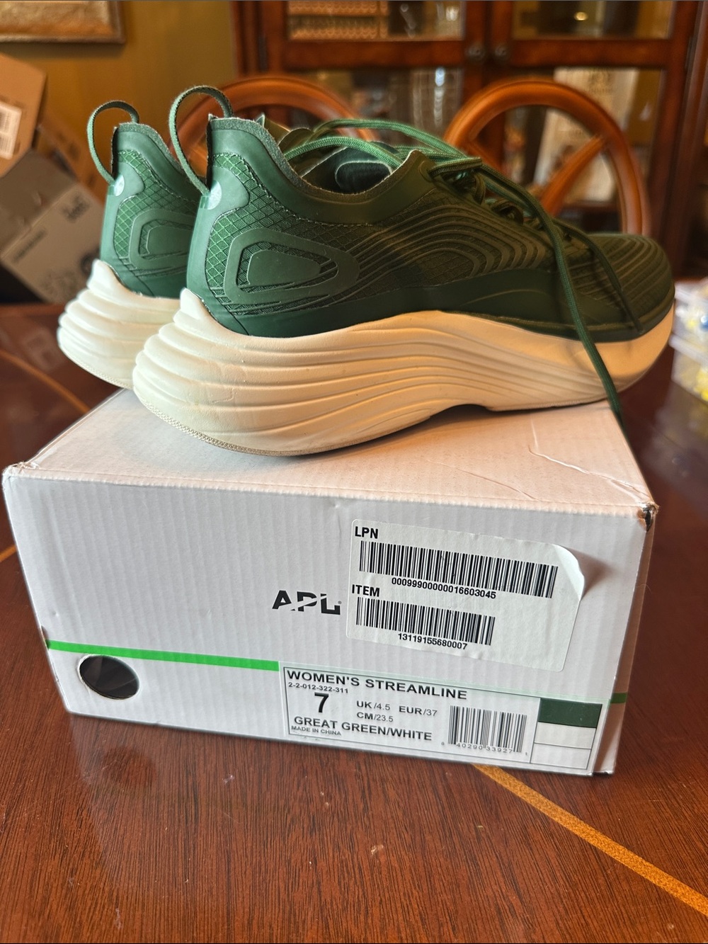 APL Women's Streamline Sneakers in Deep Green and White Sole